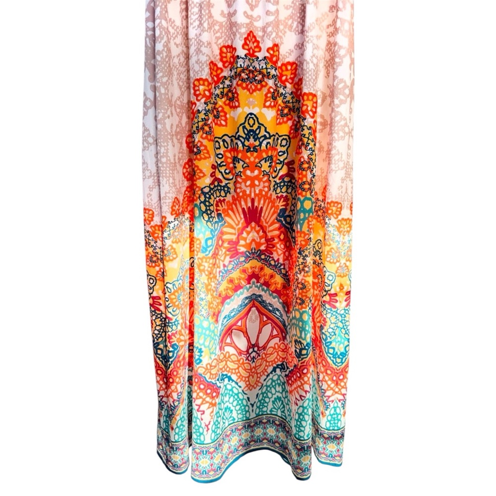Bohemian Multicolor Maxi Summer Dress Festival Hippie Cottage Size Medium - Picture 4 of 6